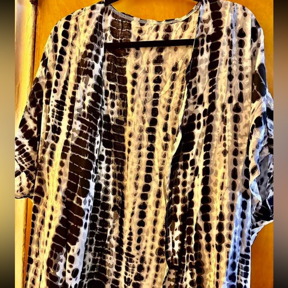 Boho Plus Size Tie Dye Ombre Print Kimono Cover Up Cardi - Picture 6 of 6